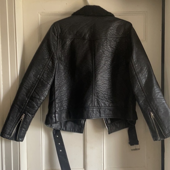 EUC faux leather Sherpa lined biker jacket - Picture 3 of 4